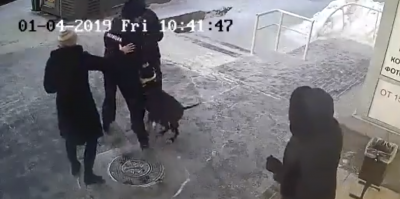 Опубликовано видео нападения супругов на полицейского за замечание об их собаке