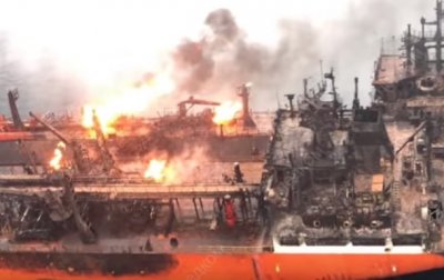 Пожар в Черном море: Появилось новое видео - (видео)