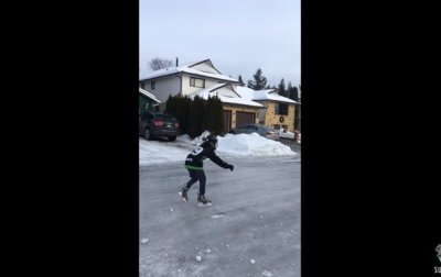 Морозы превратили канадскую дорогу в каток - (видео)