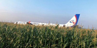 Появилось видео посадки самолета Airbus A321 в подмосковном поле